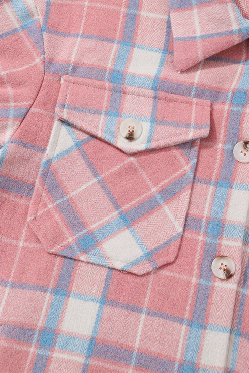 Southern Belle Plaid Flannel Flap Pocket Shacket Jacket