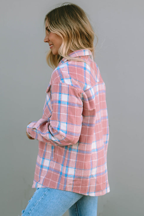 Southern Belle Plaid Flannel Flap Pocket Shacket Jacket