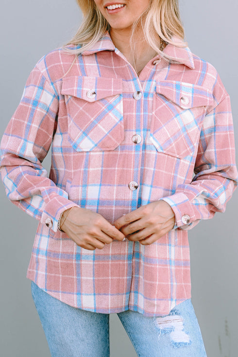 Southern Belle Plaid Flannel Flap Pocket Shacket Jacket