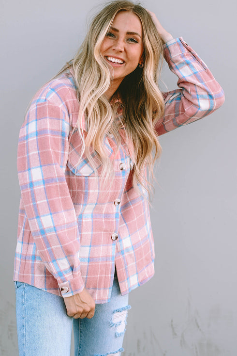 Southern Belle Plaid Flannel Flap Pocket Shacket Jacket