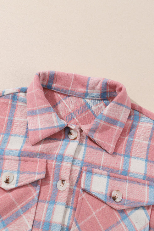 Southern Belle Plaid Flannel Flap Pocket Shacket Jacket