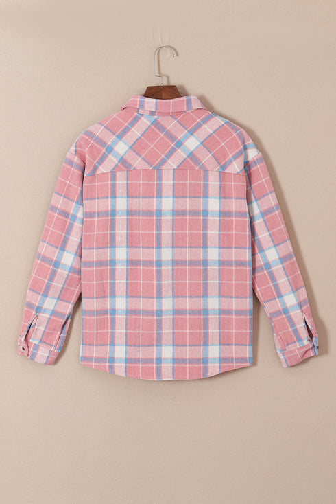 Southern Belle Plaid Flannel Flap Pocket Shacket Jacket