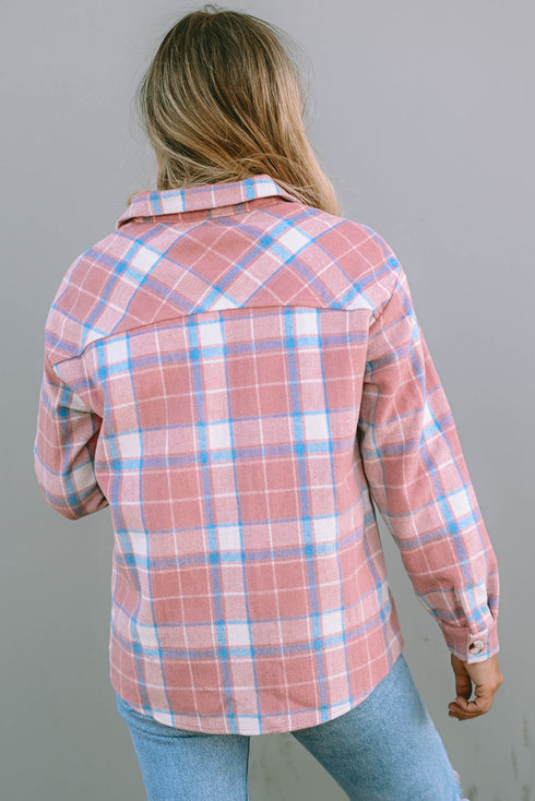 Southern Belle Plaid Flannel Flap Pocket Shacket Jacket