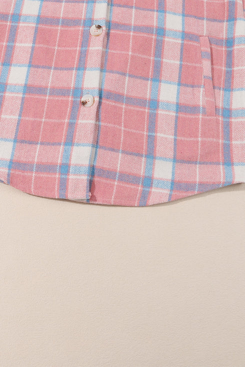 Southern Belle Plaid Flannel Flap Pocket Shacket Jacket