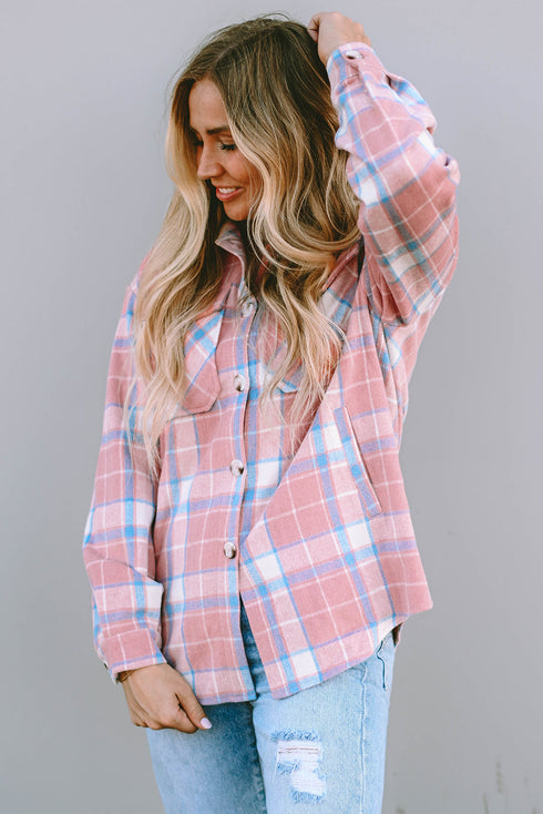 Southern Belle Plaid Flannel Flap Pocket Shacket Jacket