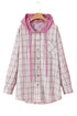Southern Belle Plaid Print Drawstring Hooded Button Up Shirt