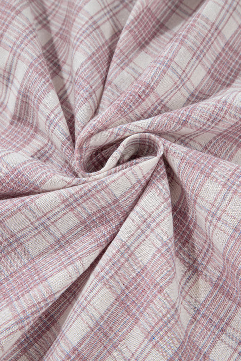 Southern Belle Plaid Print Drawstring Hooded Button Up Shirt