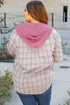 Southern Belle Plaid Print Drawstring Hooded Button Up Shirt