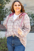 Southern Belle Plaid Print Drawstring Hooded Button Up Shirt