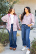 Southern Belle Plaid Print Drawstring Hooded Button Up Shirt