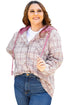 Southern Belle Plaid Print Drawstring Hooded Button Up Shirt