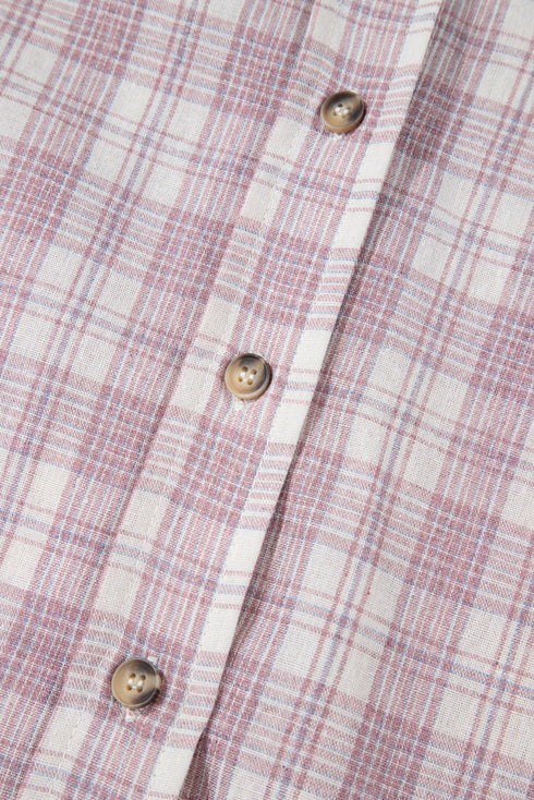 Southern Belle Plaid Print Drawstring Hooded Button Up Shirt
