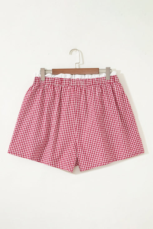 Southern Belle Plaid Print Tailored Edge Trim Shorts