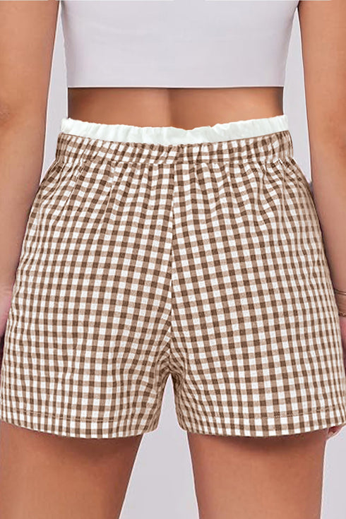 Southern Belle Plaid Print Tailored Edge Trim Shorts