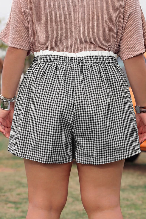 Southern Belle Plaid Print Tailored Edge Trim Shorts