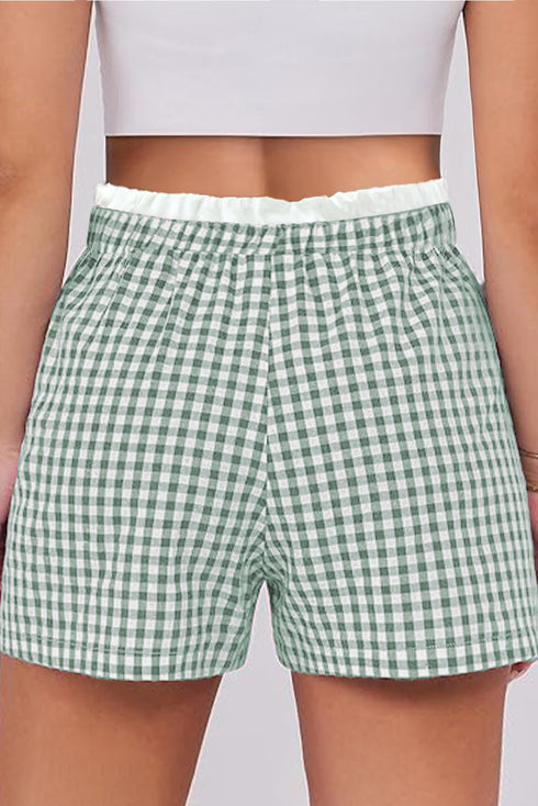Southern Belle Plaid Print Tailored Edge Trim Shorts