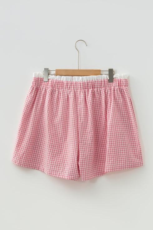 Southern Belle Plaid Print Tailored Edge Trim Shorts