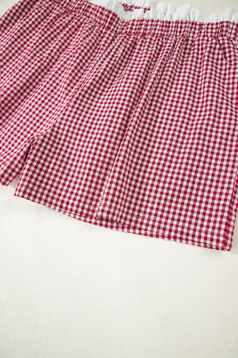 Southern Belle Plaid Print Tailored Edge Trim Shorts