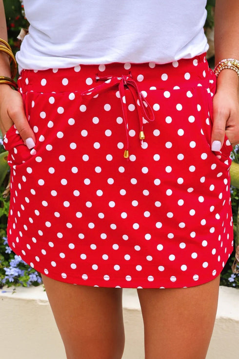 Southern Belle Polka Dot Drawstring Mini Skort