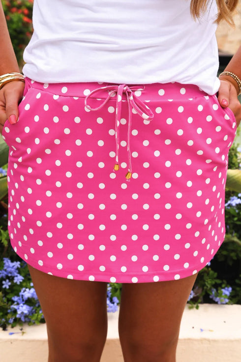 Southern Belle Polka Dot Drawstring Mini Skort