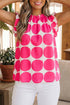 Southern Belle Polka Dot Frilled Round Neck Tank Top