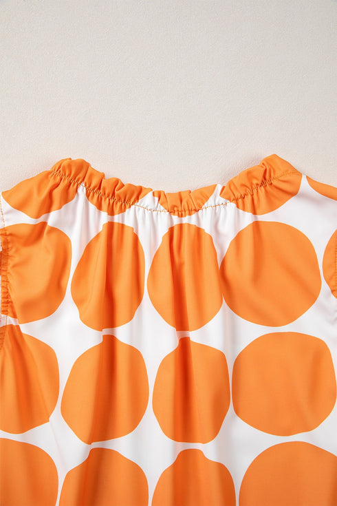 Southern Belle Polka Dot Frilled Round Neck Tank Top
