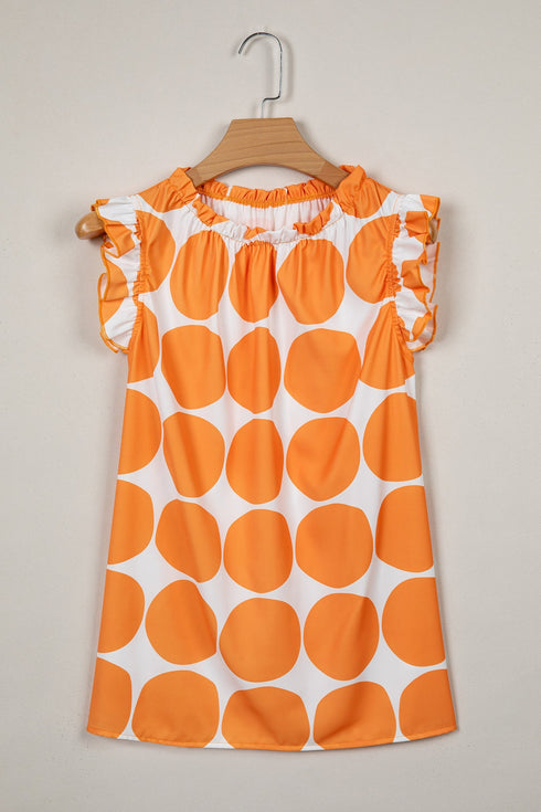 Southern Belle Polka Dot Frilled Round Neck Tank Top