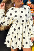 Southern Belle Polka Dot Long Sleeve Flared Mini Dress