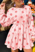 Southern Belle Polka Dot Long Sleeve Flared Mini Dress