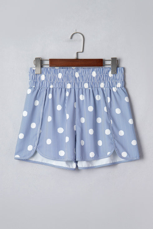 Southern Belle Polka Dot Shirred High Waist Casual Shorts
