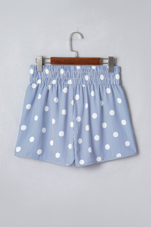 Southern Belle Polka Dot Shirred High Waist Casual Shorts