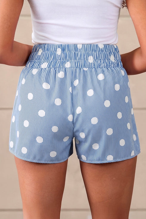 Southern Belle Polka Dot Shirred High Waist Casual Shorts