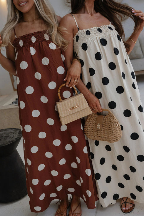 Southern Belle Polka Dot Spaghetti Strap Maxi Dress