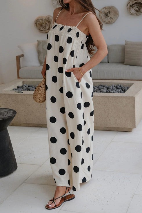 Southern Belle Polka Dot Spaghetti Strap Maxi Dress