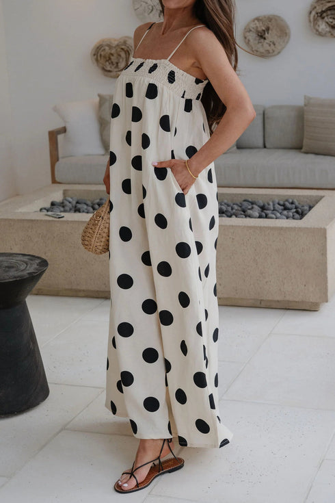 Southern Belle Polka Dot Spaghetti Strap Maxi Dress