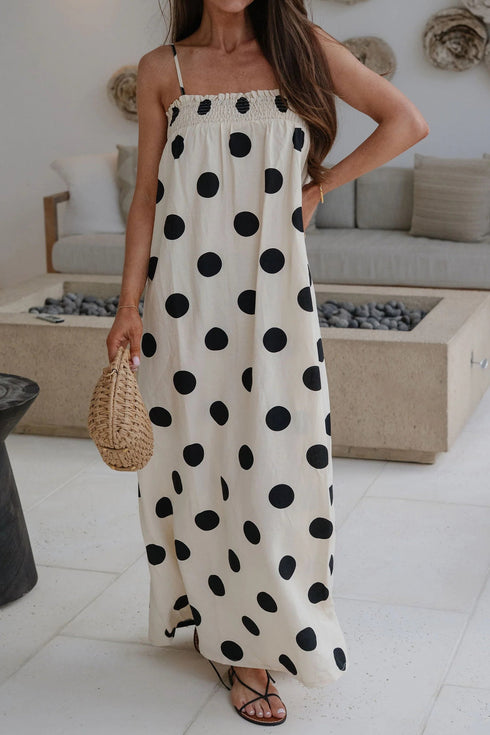 Southern Belle Polka Dot Spaghetti Strap Maxi Dress