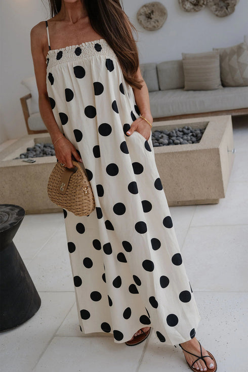Southern Belle Polka Dot Spaghetti Strap Maxi Dress