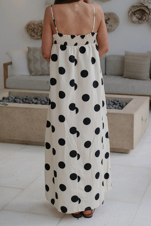 Southern Belle Polka Dot Spaghetti Strap Maxi Dress