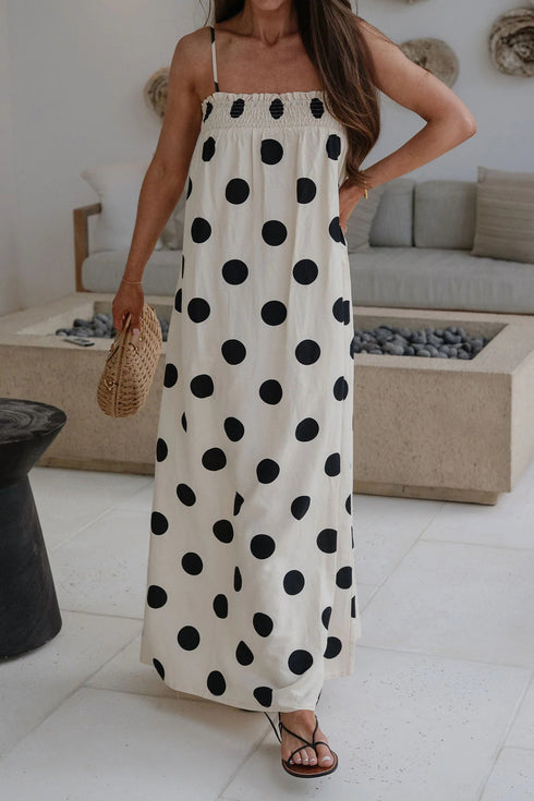 Southern Belle Polka Dot Spaghetti Strap Maxi Dress