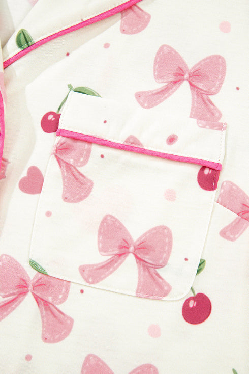 Southern Belle Print Piped Short Sleeve Pajama Set