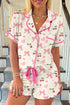 Southern Belle Print Piped Short Sleeve Pajama Set