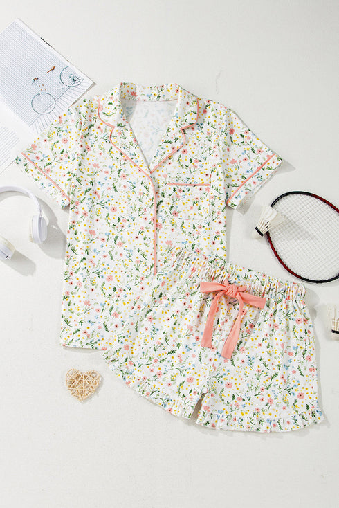 Southern Belle Print Piped Short Sleeve Pajama Set