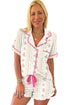 Southern Belle Print Piped Short Sleeve Pajama Set