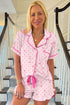 Southern Belle Print Piped Short Sleeve Pajama Set
