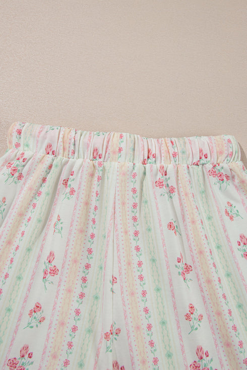 Southern Belle Print Piped Short Sleeve Pajama Set