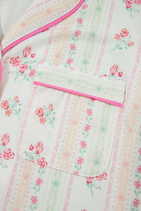 Southern Belle Print Piped Short Sleeve Pajama Set
