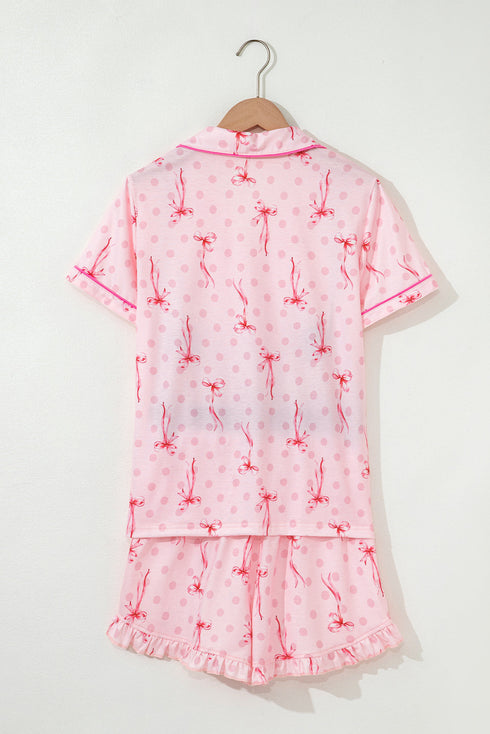 Southern Belle Print Piped Short Sleeve Pajama Set