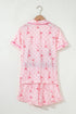 Southern Belle Print Piped Short Sleeve Pajama Set