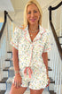 Southern Belle Print Piped Short Sleeve Pajama Set