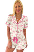 Southern Belle Print Piped Short Sleeve Pajama Set